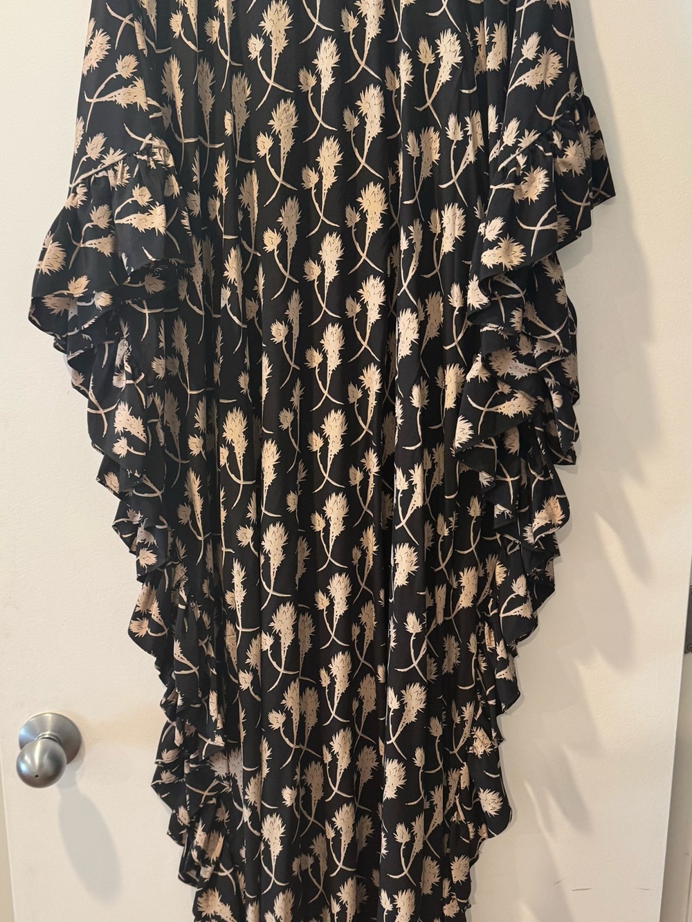 LINDSEY THORNBURG MOOD SWING RUFFLED KAFTAN. Silk. Washable.one size - Picture 5 of 5